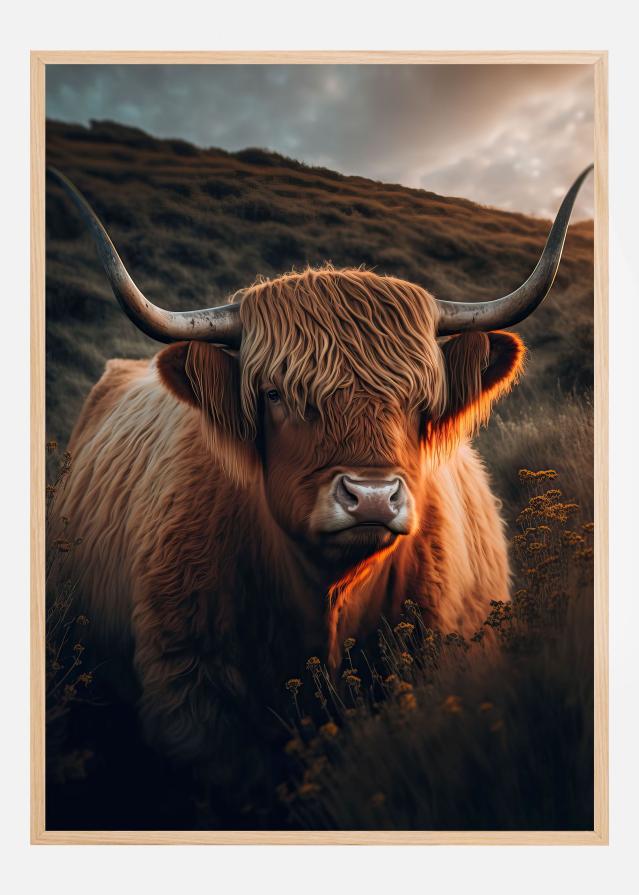 Highland Cow With Big Horns Plakát