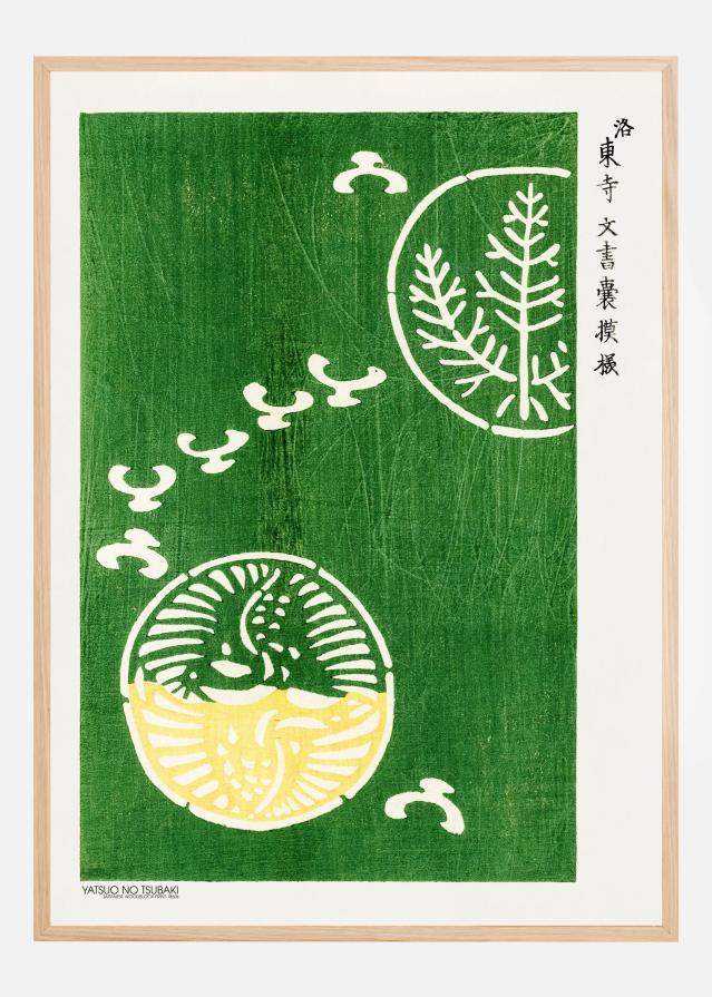 Woodblock Print Green Plakát