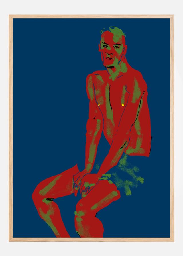 A Man Posing Blue Plakát