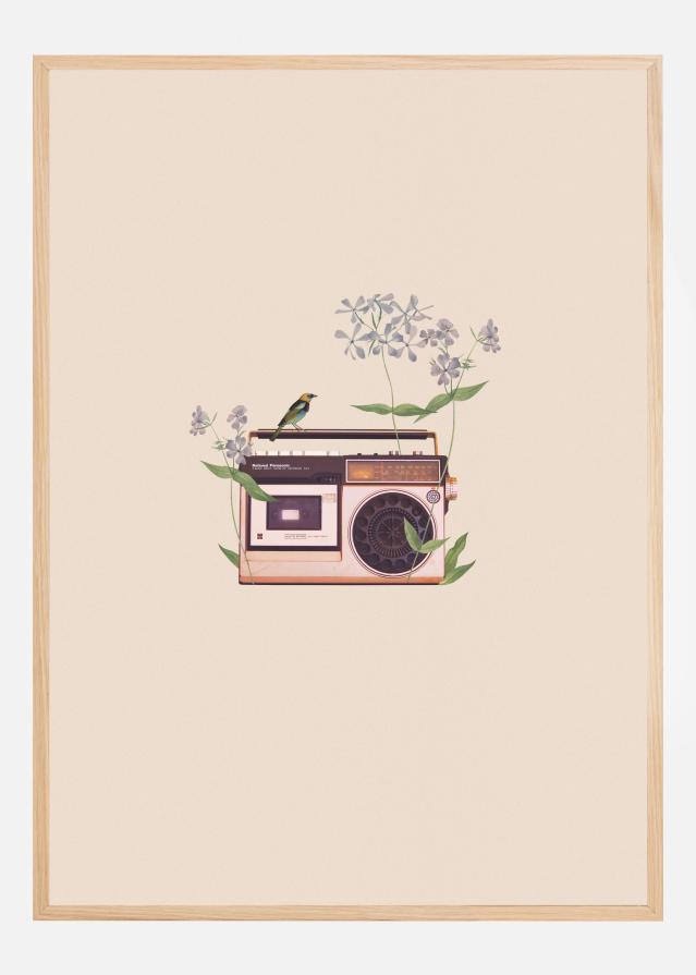 Floral vintage radio Plakát