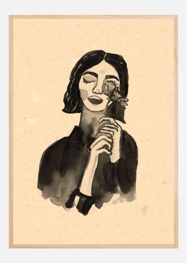 Girl With Flower Plakát