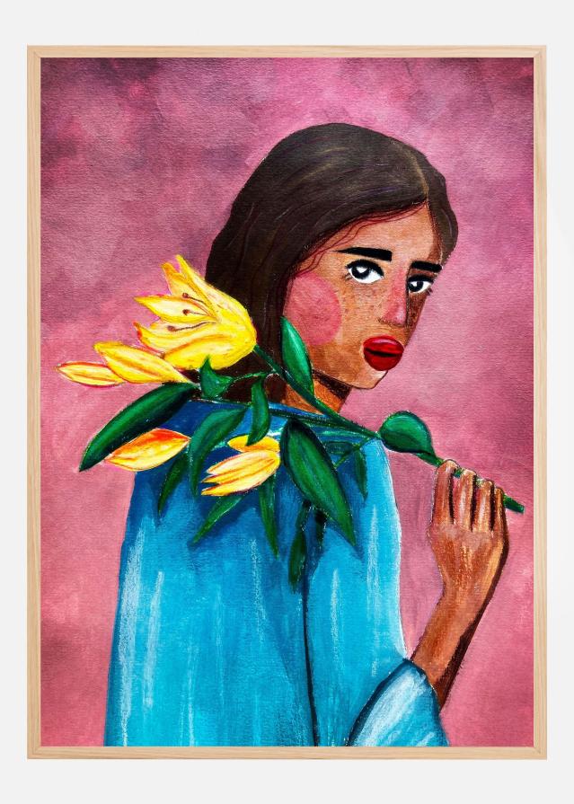 Woman With Lily Plakát