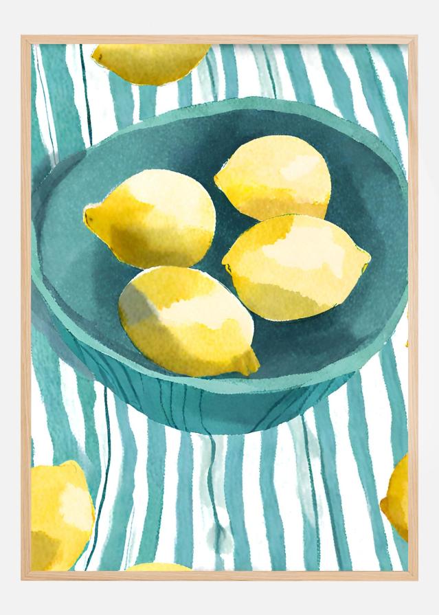 Zitronen in türkisfarbener Schale Plakát