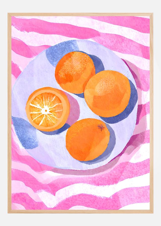 Orangen auf Teller Plakát