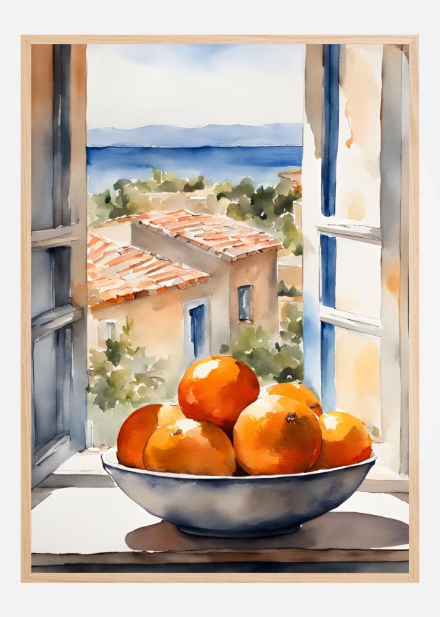 Orangenschale im Fenster Plakát