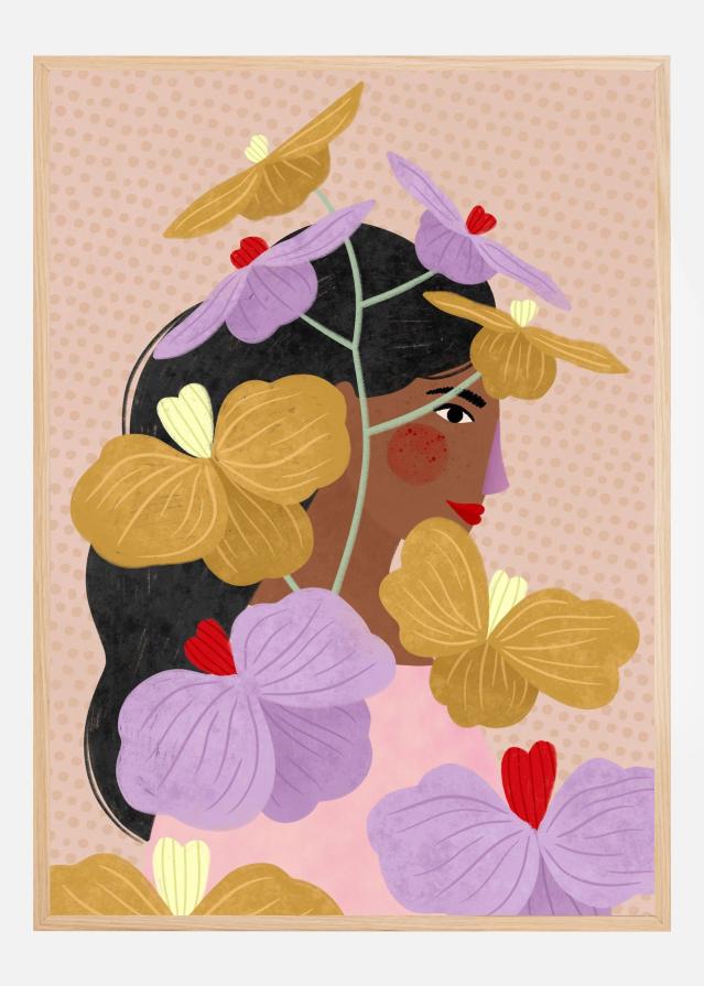 Hidden behind yellow purple flowers Plakát