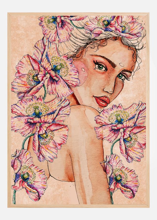 Woman wih Poppies Plakát