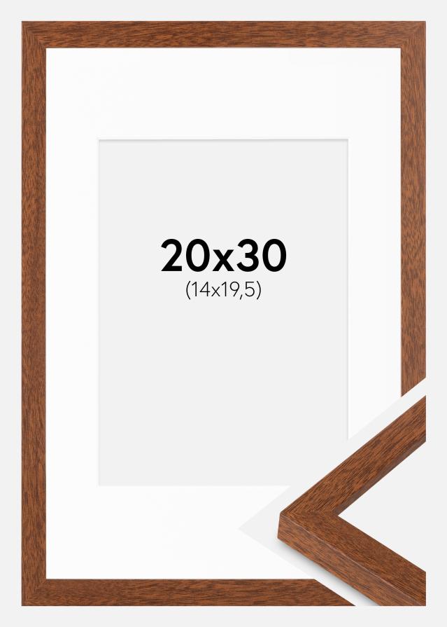 Rám Modern teplá hnědá 20x30 cm - Pasparty Bílý 15x21 cm