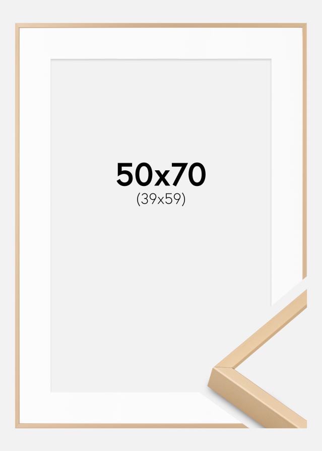 Hliníkový rám Mosaz 50x70 cm - Pasparty Bílý 40x60 cm
