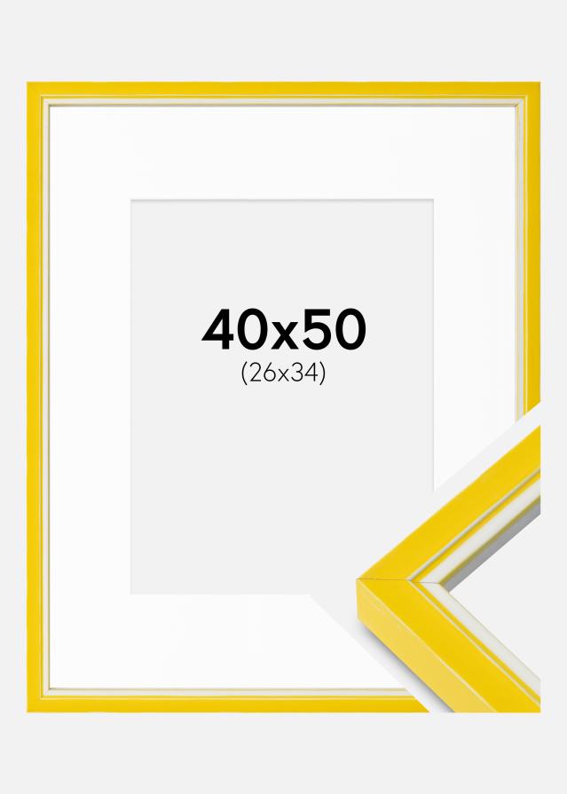 Rám Diana Žlutá 40x50 cm - Pasparty Bílý 27x35 cm