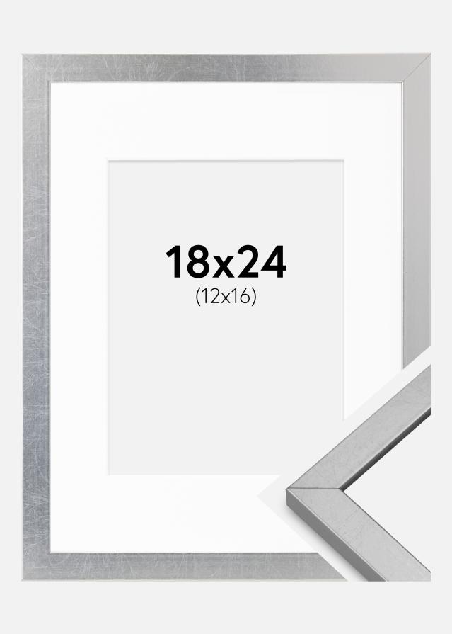 Rám Minerva stříbro 18x24 cm - Pasparty Bílý 13x17 cm