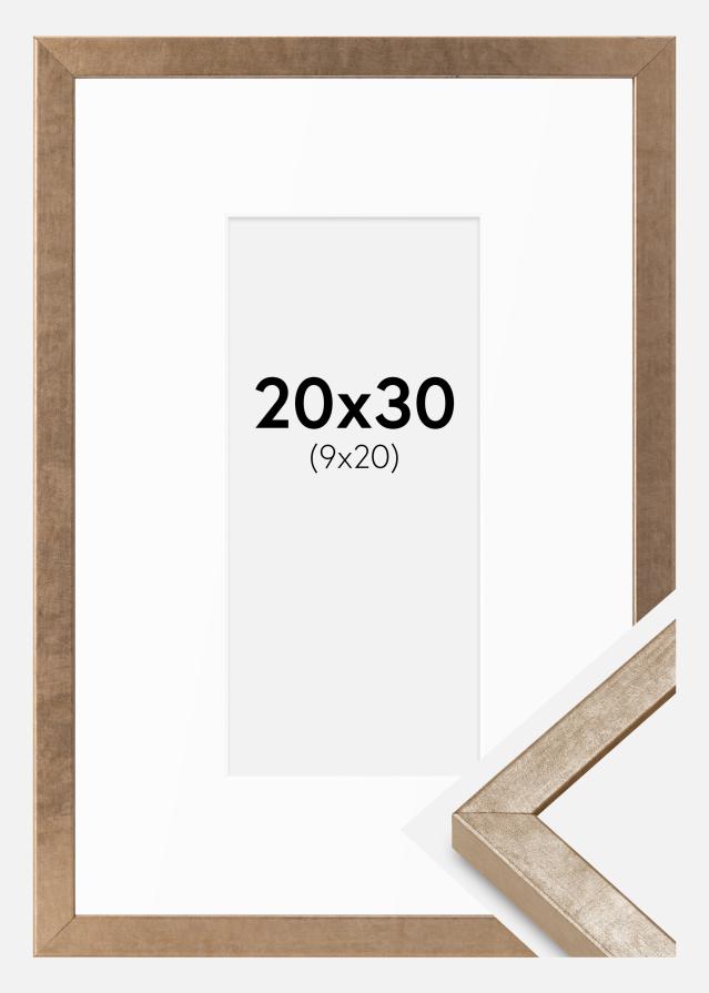 Rám Ares Mosaz 20x30 cm - Pasparty Bílý 10x21 cm