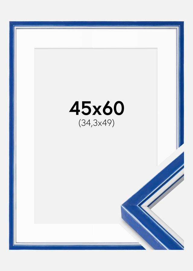 Rám Diana modrý 45x60 cm - Pasparty Bílý B3 353x500 mm