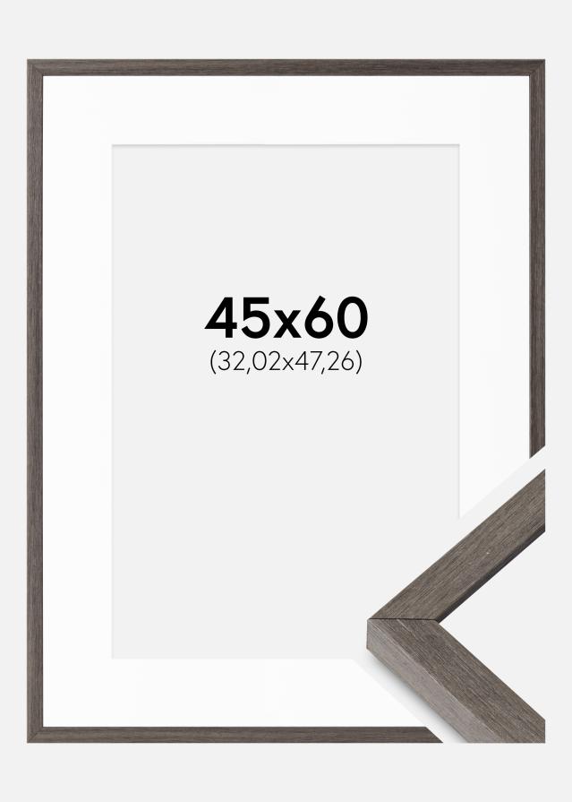 Rám Ares šedá Dub 45x60 cm - Pasparty Bílý 13x19 inches