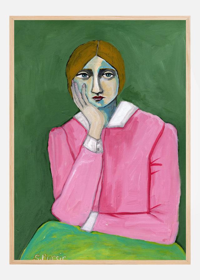 Vintage Lady in pink Plakát