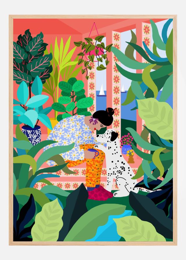 Girl With Doggie Plakát