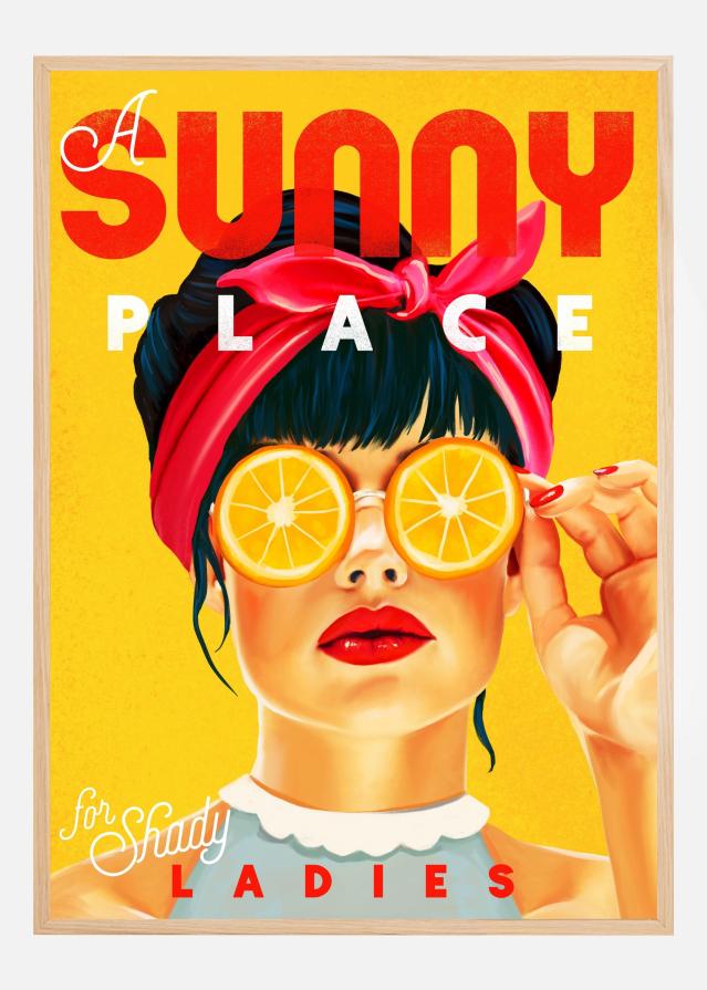 A Sunny Place For Shady Ladies Orange Pinup Art Plakát