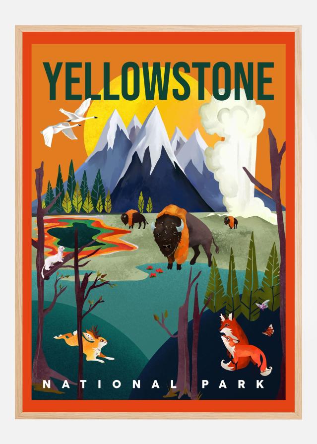 Yellowstone National Park Travel Art Plakát