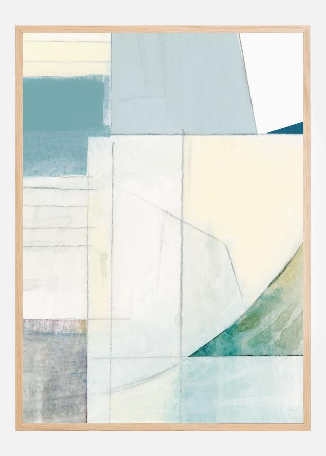 Abstract Blue and White Shapes Plakát