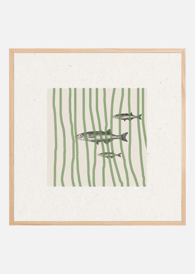 Fish in Striped Waves Plakát