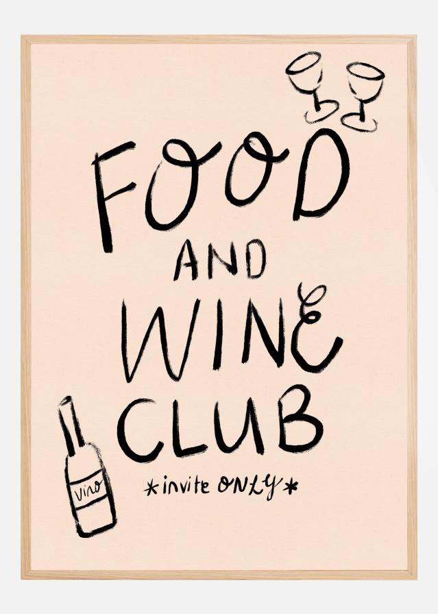 Food and Wine Club Typography Plakát