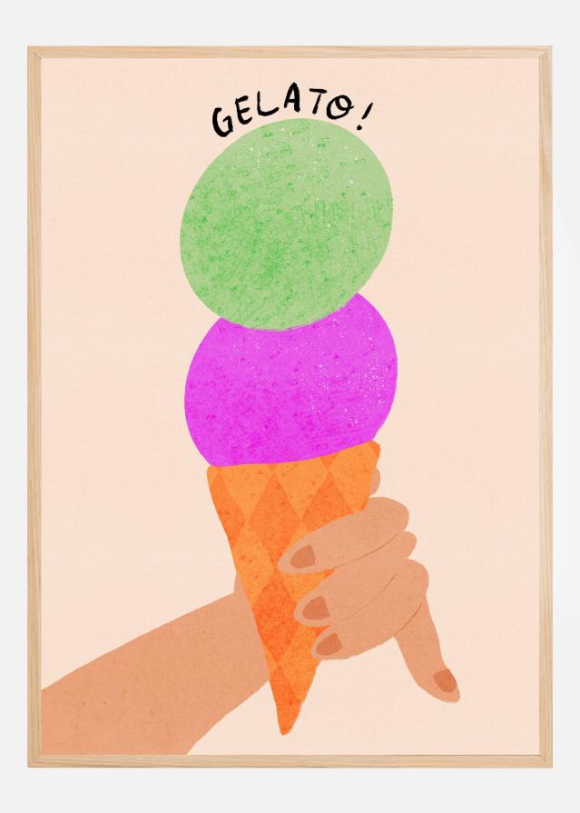 Gelato Blueberry and Mint Italy Ice Cream Typography Plakát