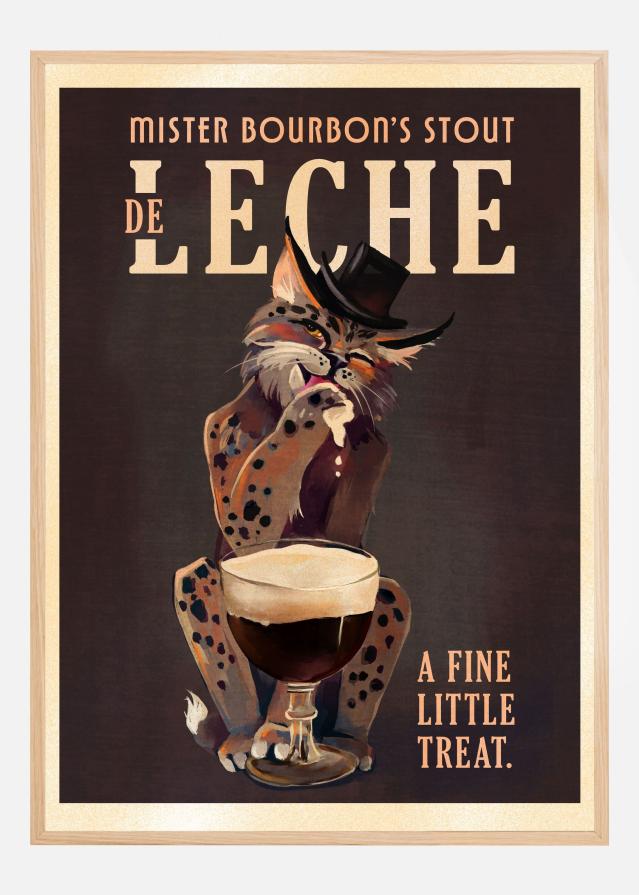 Bourbon De Leche Guinness Style Cat Art Plakát