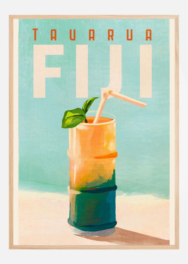 Tavarua Fiji Cocktail Poster Travel Art Plakát