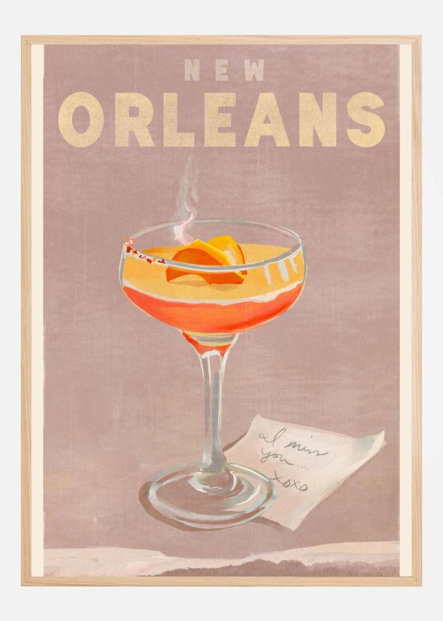 New Orleans Cocktail Travel Poster Plakát
