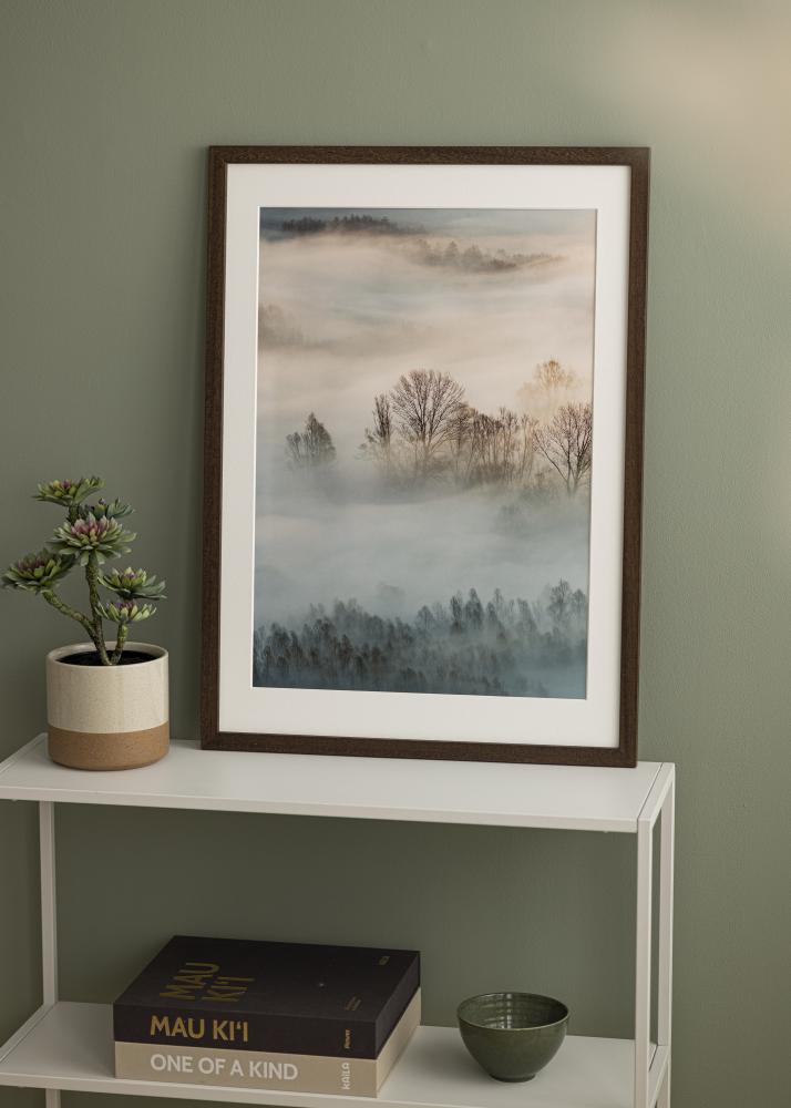 Rám Hnědé Dřevo 55x80 cm - Pasparty Bílý 45x70 cm