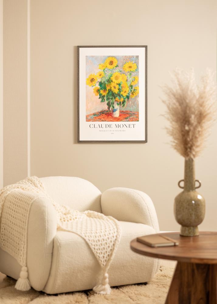 Rám Ares šedý Dub 45x60 cm - Pasparty Bílý B3 353x500 mm