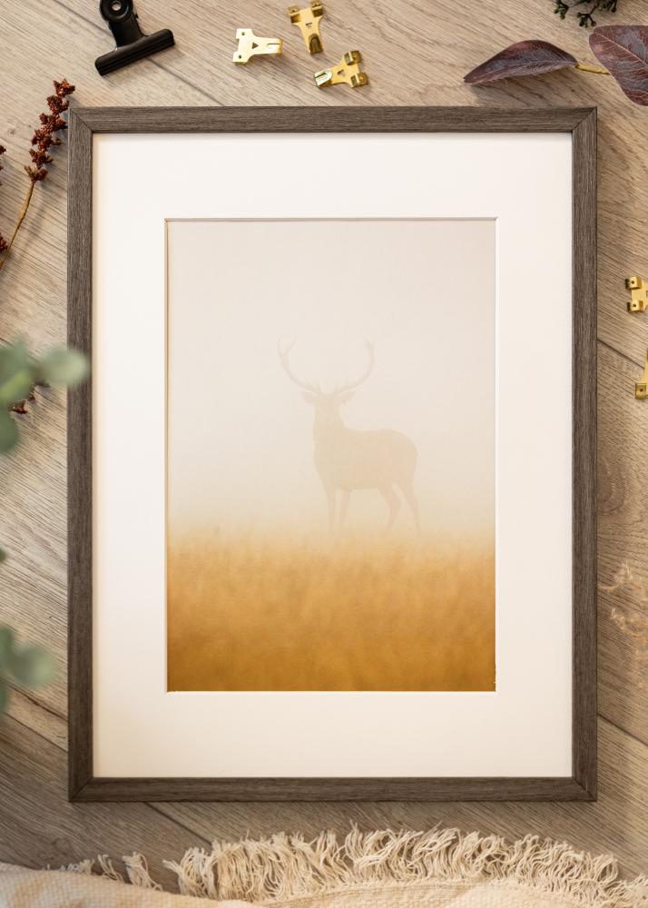 Rám Ares šedý Dub 45x60 cm - Pasparty Bílý B3 353x500 mm