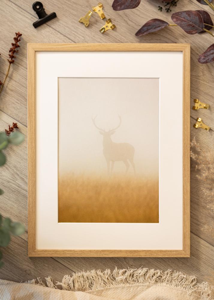 Rám Ares přírodní dub 50x70 cm - Pasparty Bílý 15x23 inches