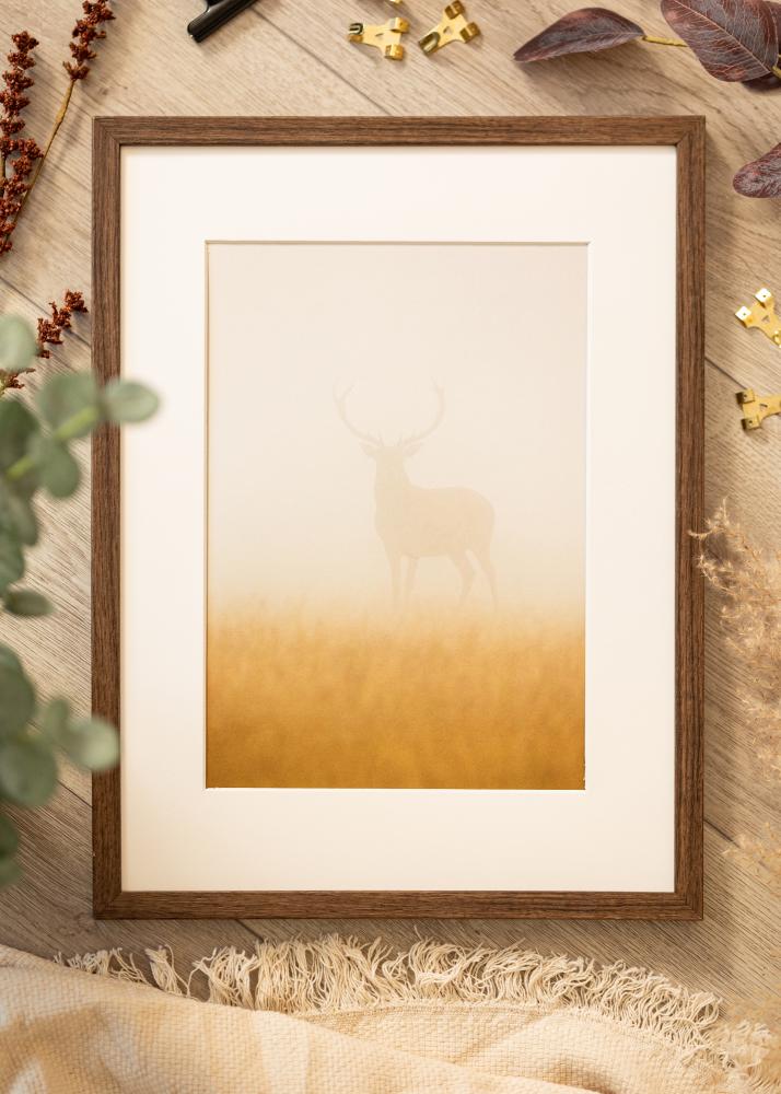 Rám Ares vlašský ořech 28x35 cm - Pasparty Bílý 18x25 cm