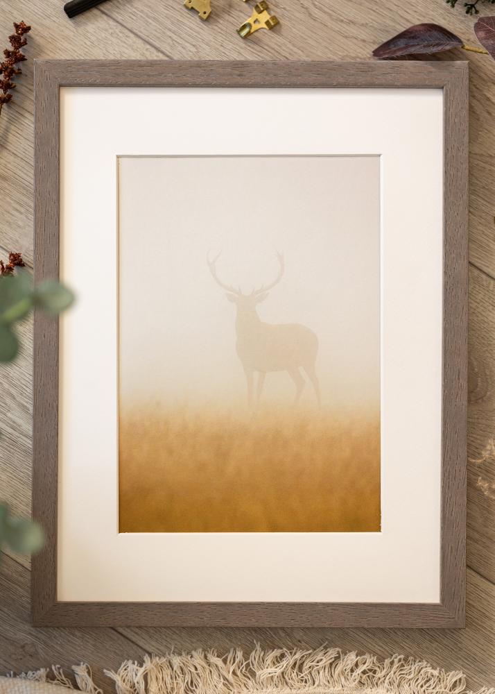 Rám Hermes šedá 60x80 cm - Pasparty Bílý 49,3x69,3 cm