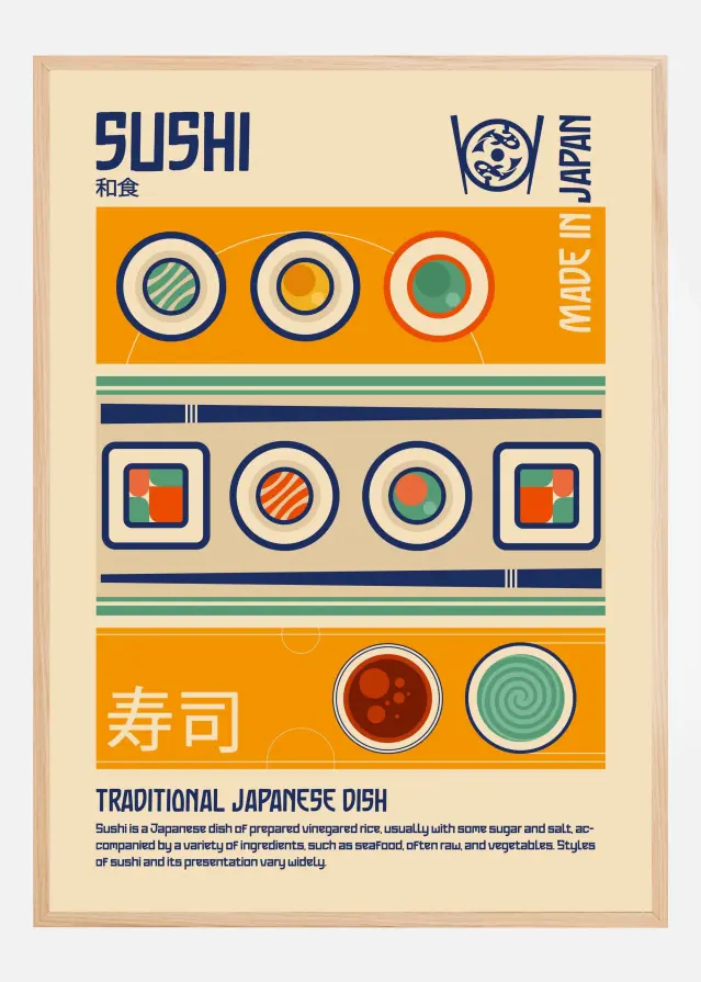 Sushi Japanese Food Print Plakát