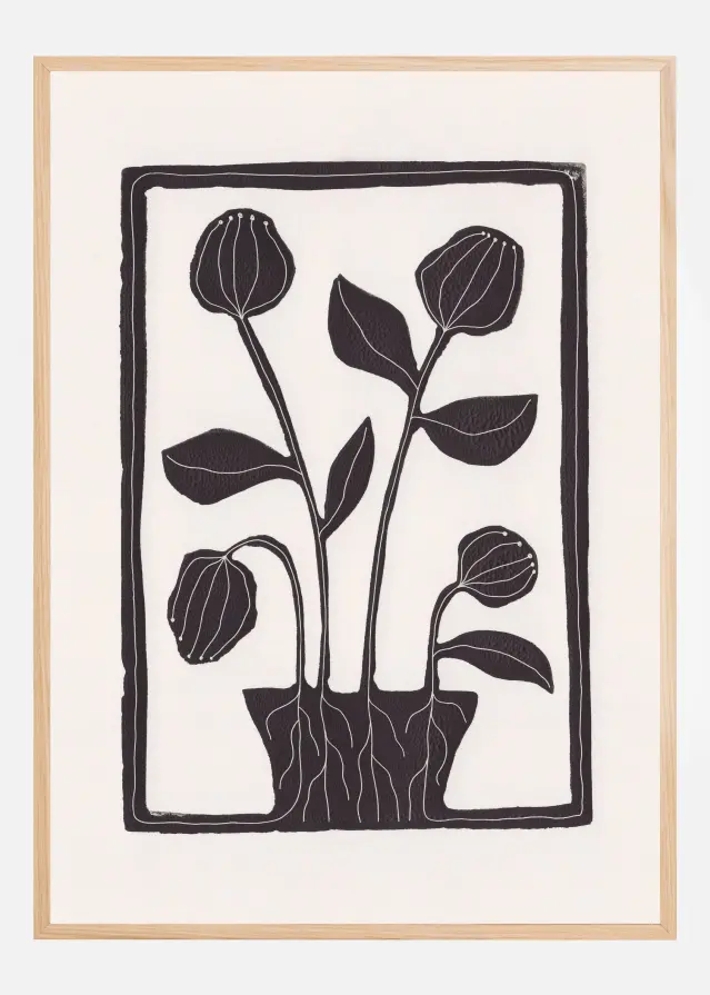 Floral Serenity / Lino Print Plakát