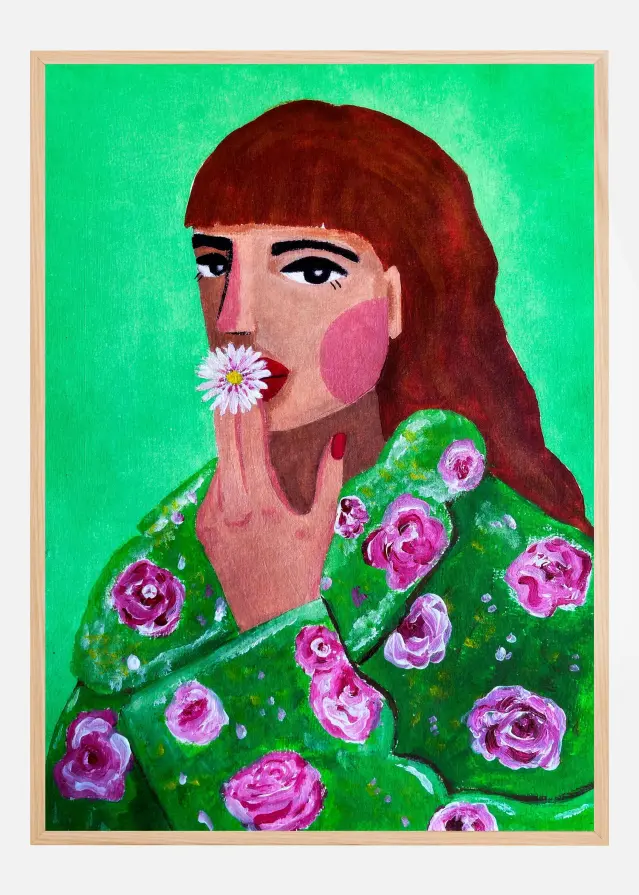 Woman Smoking a Flower Plakát