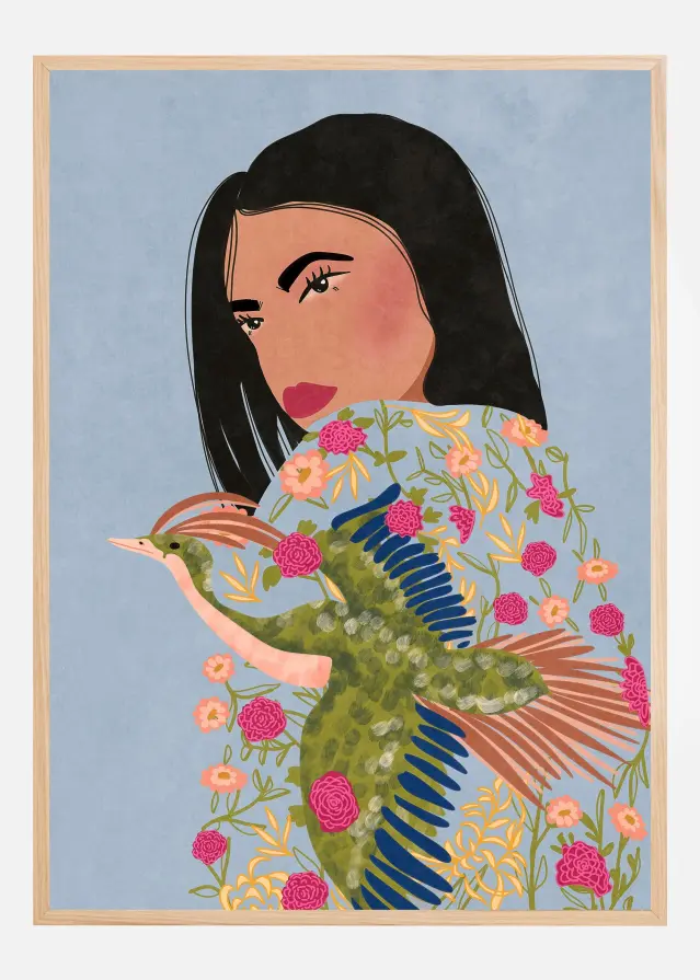 Girl with Crane Plakát