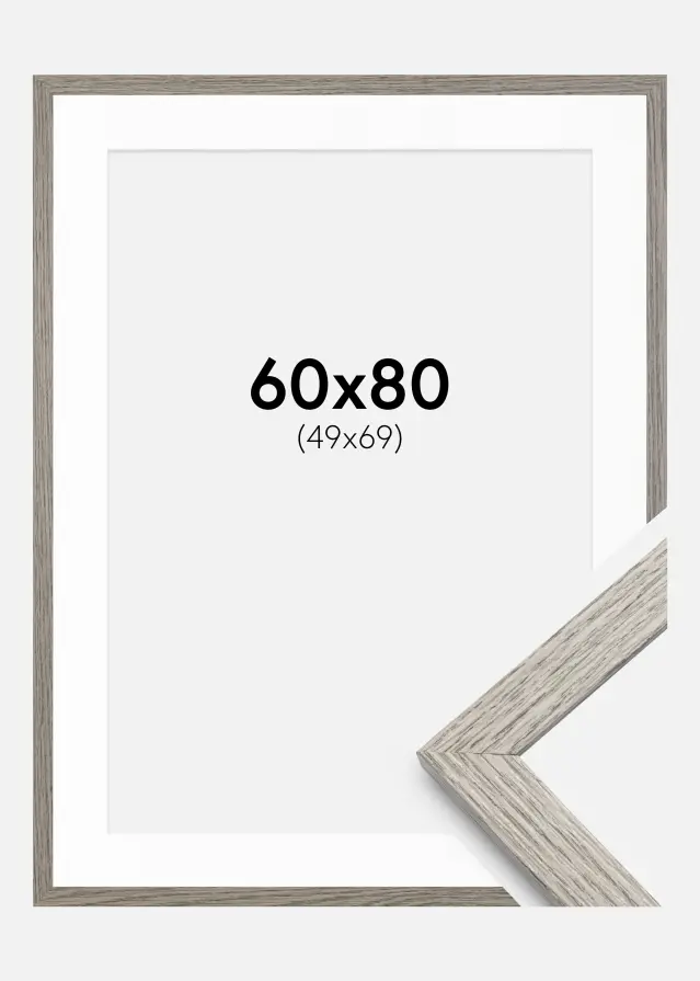 Rám Stilren šedý Dub 60x80 cm - Pasparty Bílý 50x70 cm