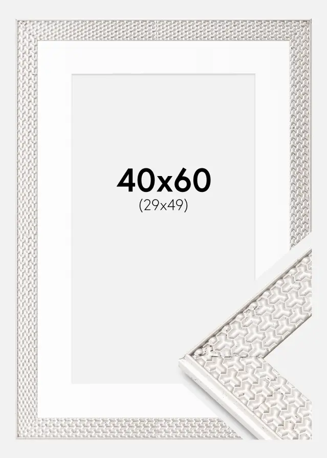 Rám Grace Stríbrná 40x60 cm - Pasparta Bílá 30x50 cm