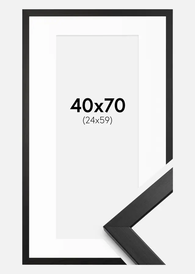 Rám Stylové Cerná 40x70 cm - Pasparta Bílá 25x60 cm