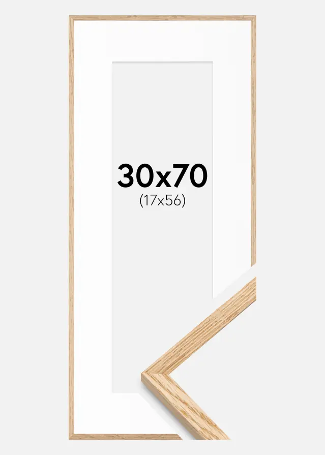 Rám Tenký Dub 30x70 cm - Pasparta Bílá 18x57 cm