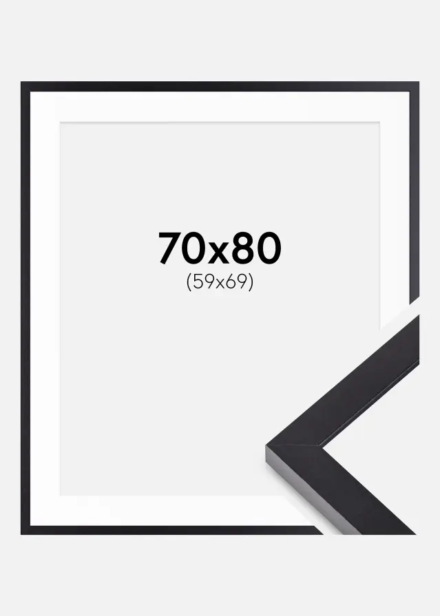 Rám Selection černý 70x80 cm - Pasparty Bílý 60x70 cm