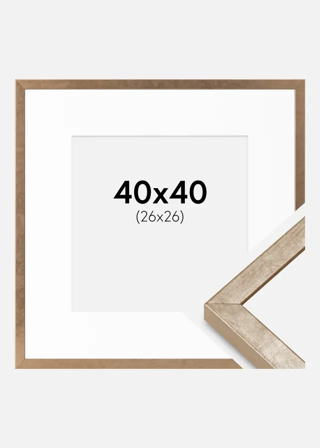 Rám Ares Mosaz 40x40 cm - Pasparty Bílý 27x27 cm