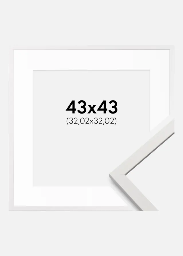Rám Edsbyn Bílý 43x43 cm - Pasparty Bílý 13x13 inches