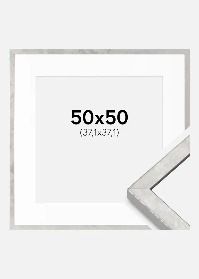Rám Ares stříbro 50x50 cm - Pasparty Bílý 15x15 inches