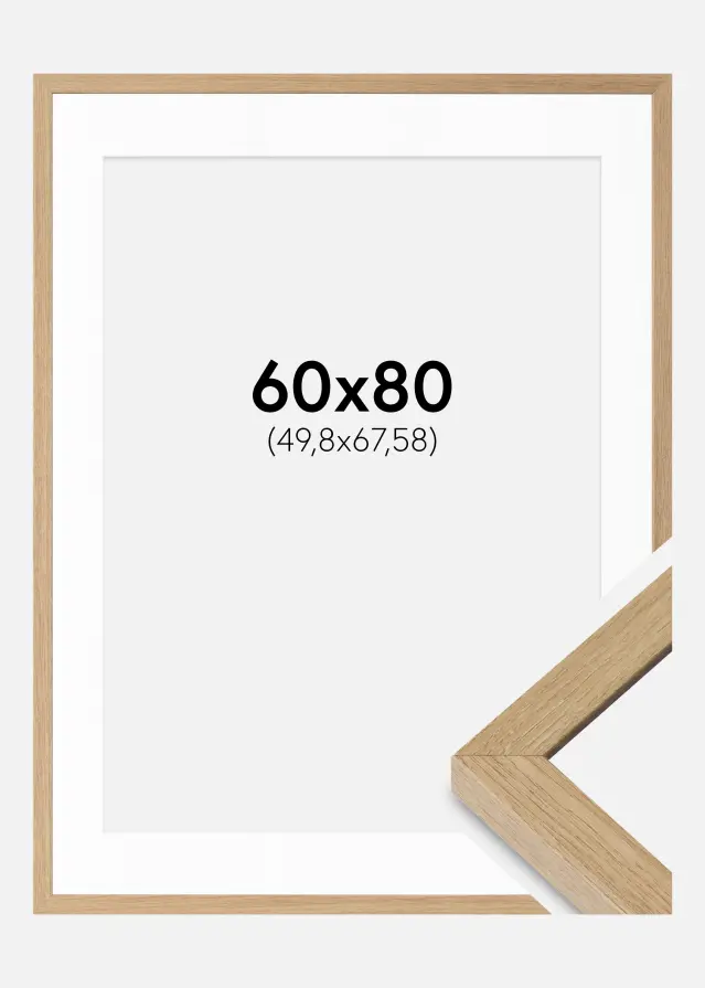 Rám Hermes Přírodní dub 60x80 cm - Pasparty Bílý 20x27 inches