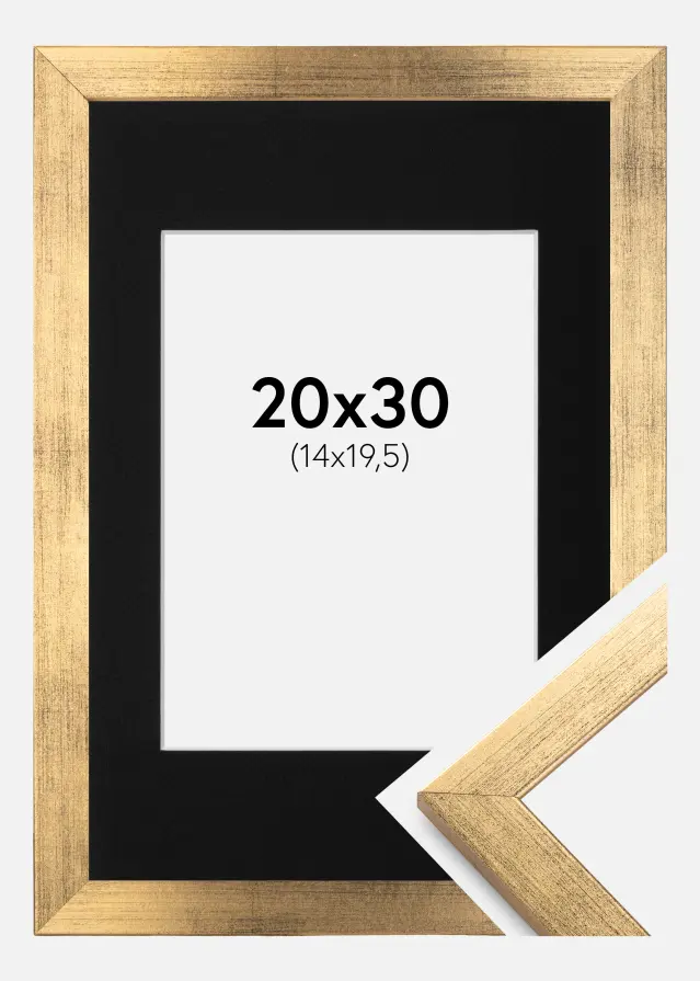 Rám Stylové Zlatá 20x30 cm - Pasparta Cerná 15x21 cm (A5)