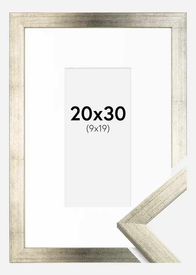 Rám Stylové Stríbrná 20x30 cm - Pasparta Bílá 10x20 cm